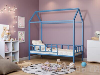 Детская кровать-домик "Риччи" (голубой)